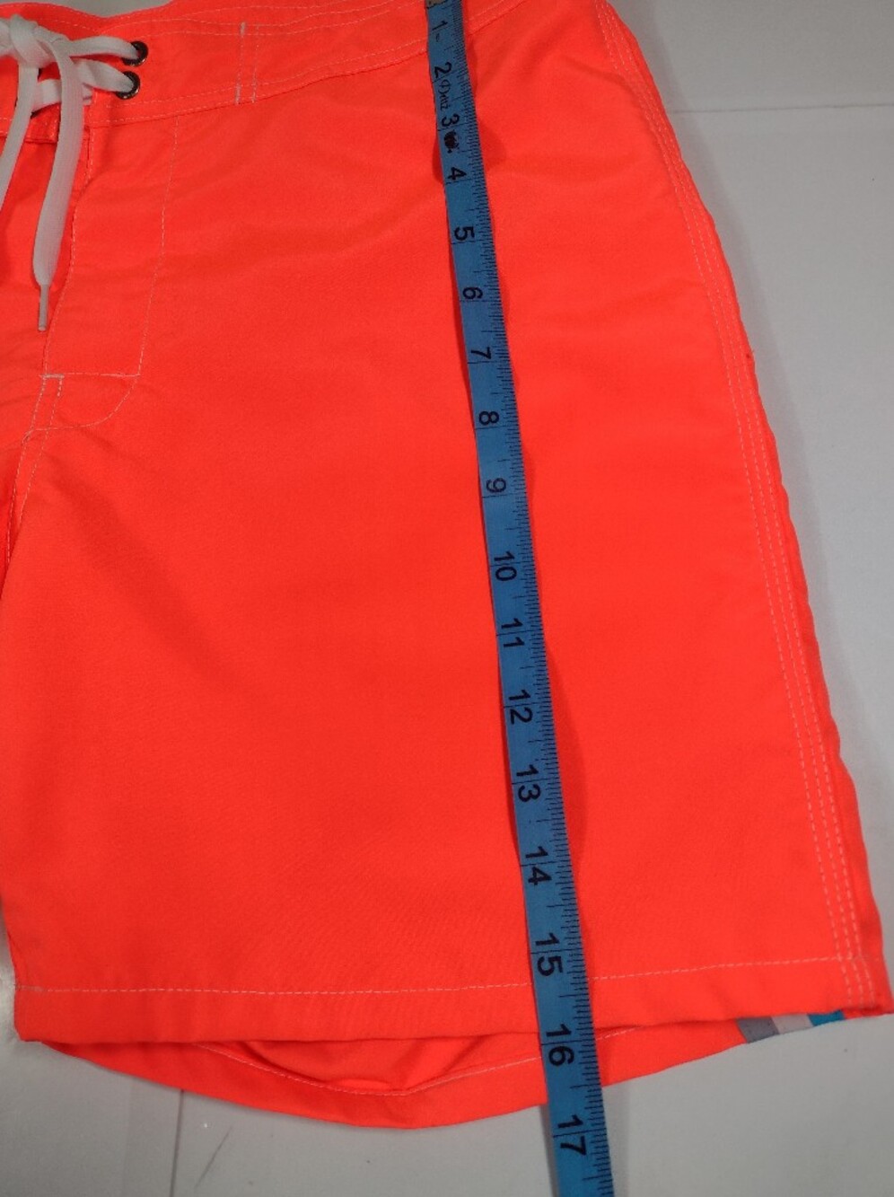 Sundek Neon Coral Athletic Swim Shorts with White Drawstring (32) - Picture 6 of 12